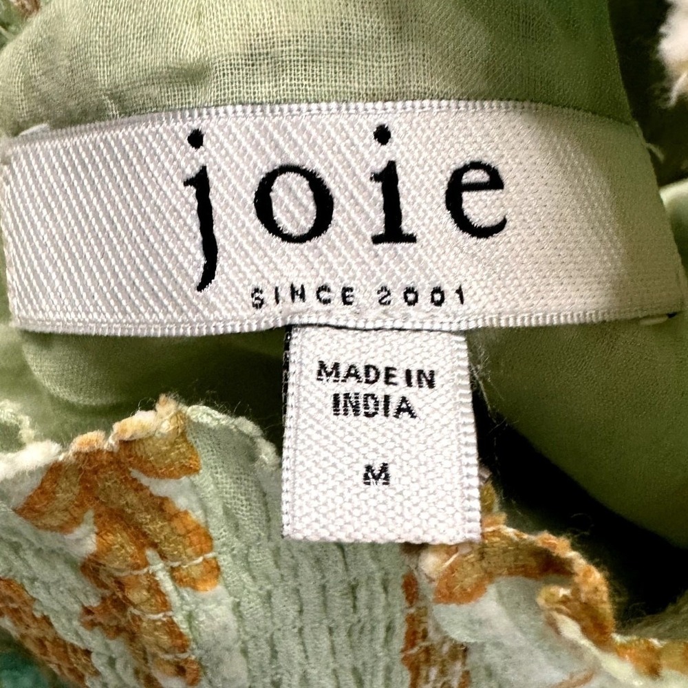 Joie Women's Sleeveless Top Floral Print Smocked Mock Neck Green Size M - Picture 6 of 8